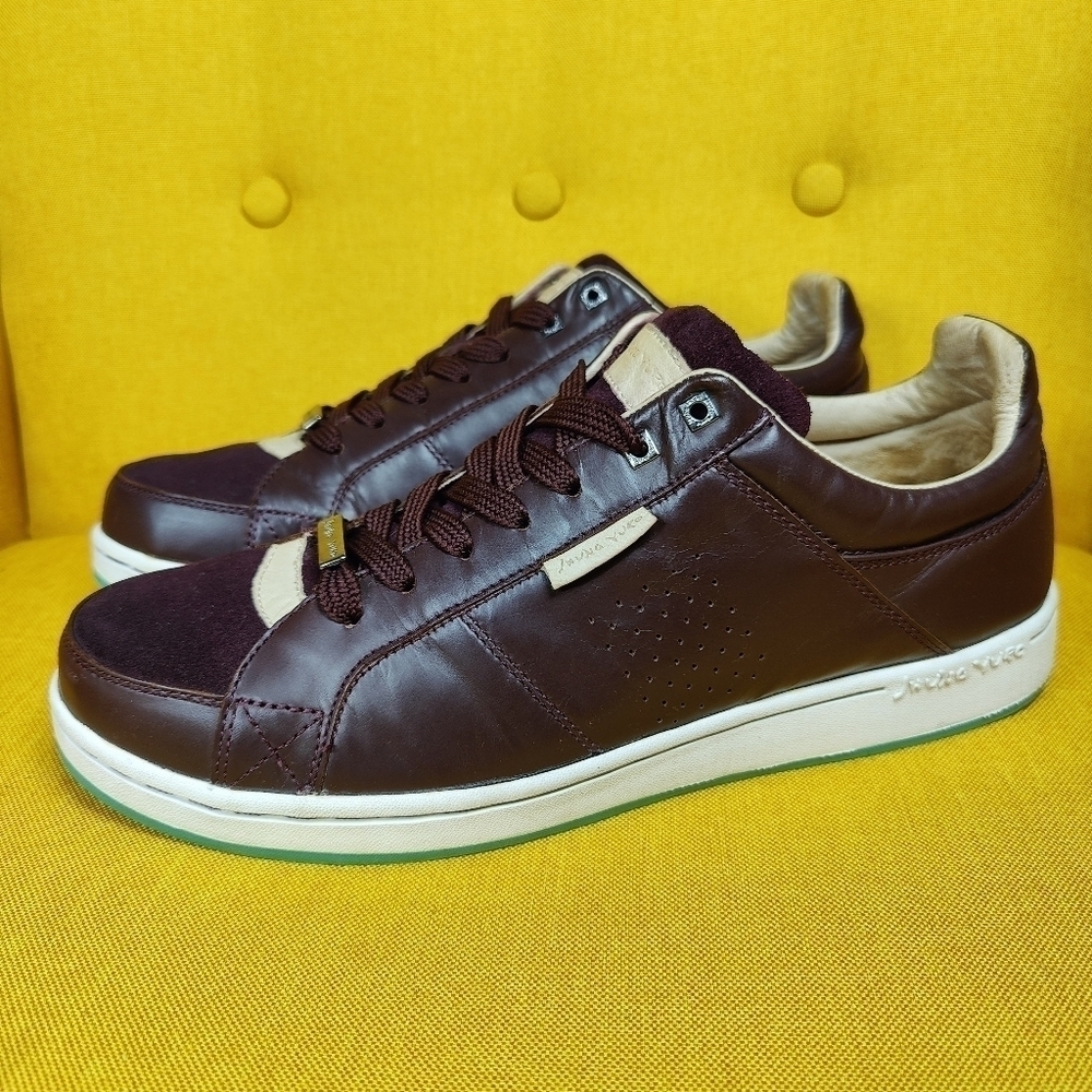 Jhung Yuro Exotic Leather Casual Grey Burgundy Sneakers Men's Shoes Size 11